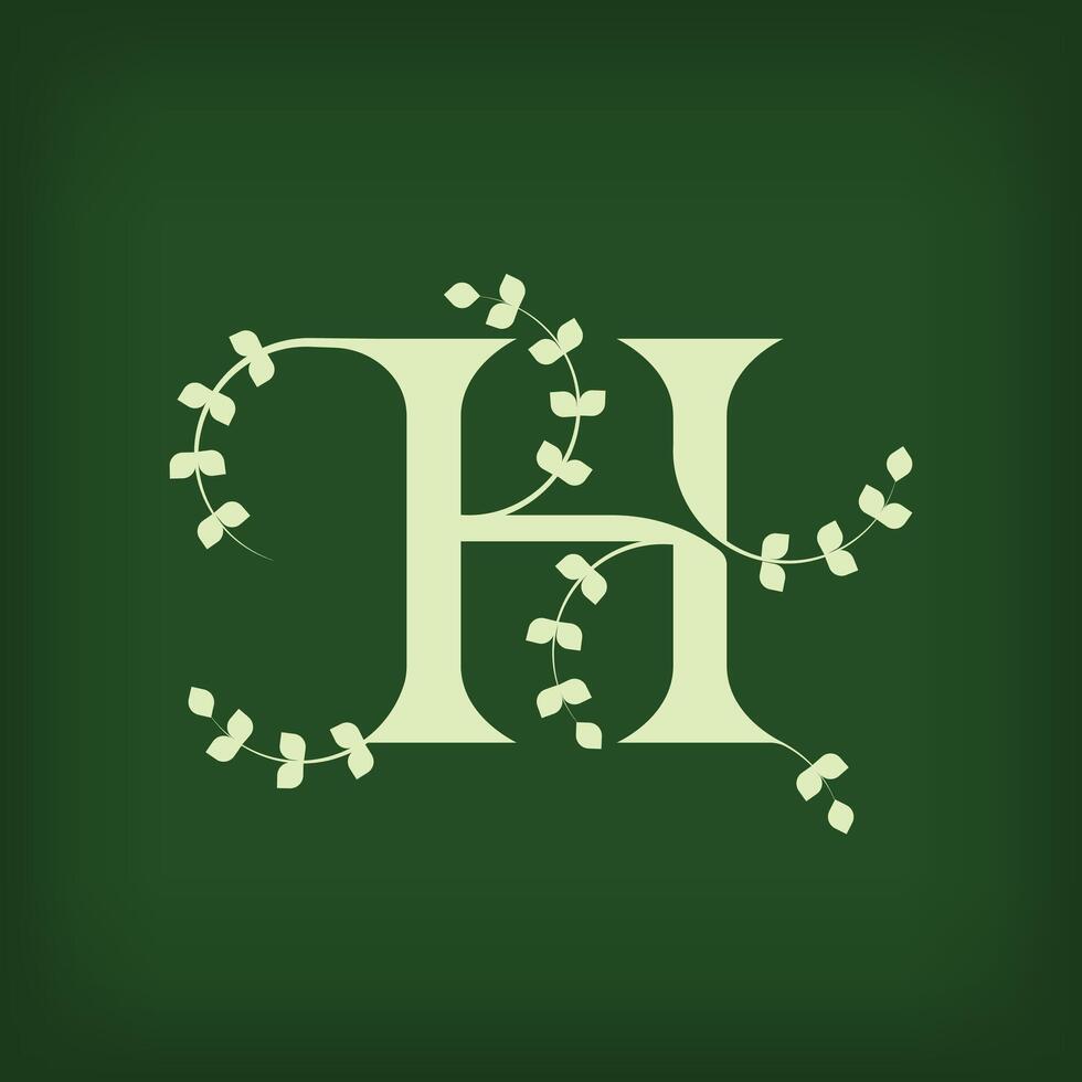 Premium leaf typography, Letter H Initials Logo. Symbol icon design. Unique leaf combination. Flat Design. vector