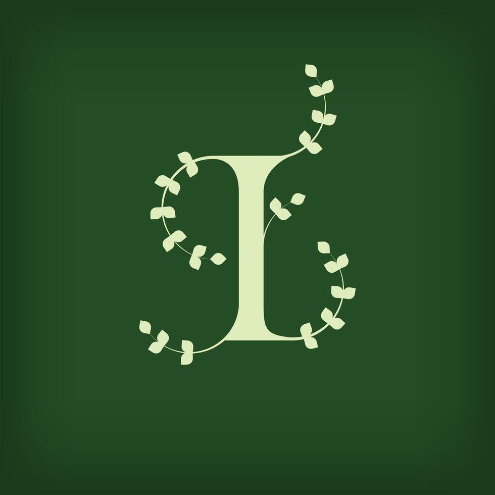Premium leaf typography, Letter I Initials Logo. Symbol icon design. Unique leaf combination. Flat Design. vector