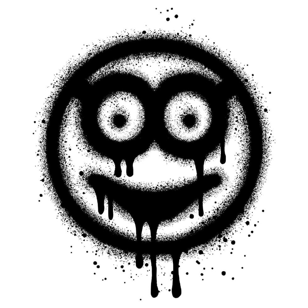 Spray Painted Graffiti smiling face emoticon. vector
