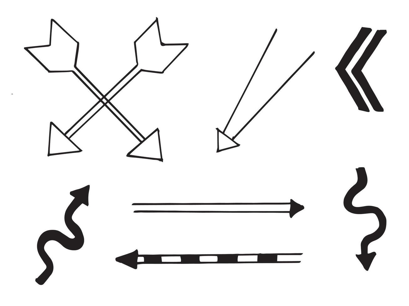 doodle design elements. hand drawn arrows isolated on white background. vector