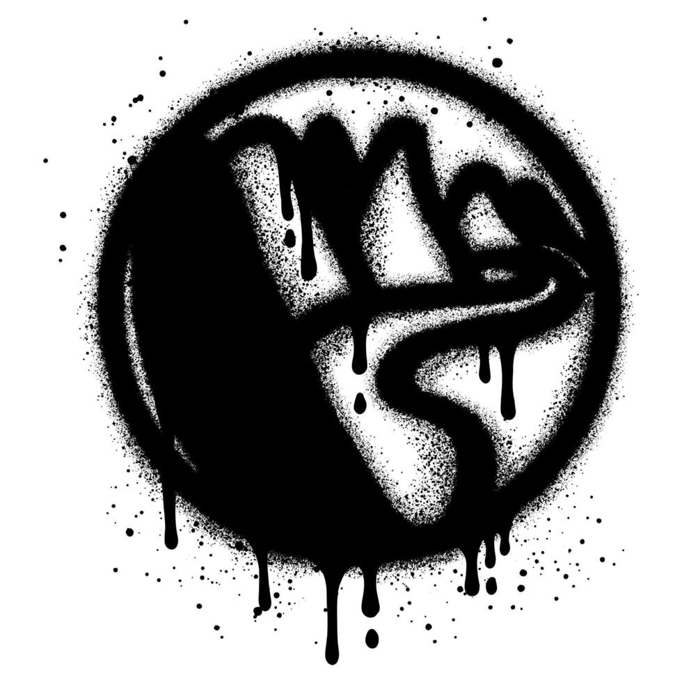 Mountain graffiti with black spray paint. vector