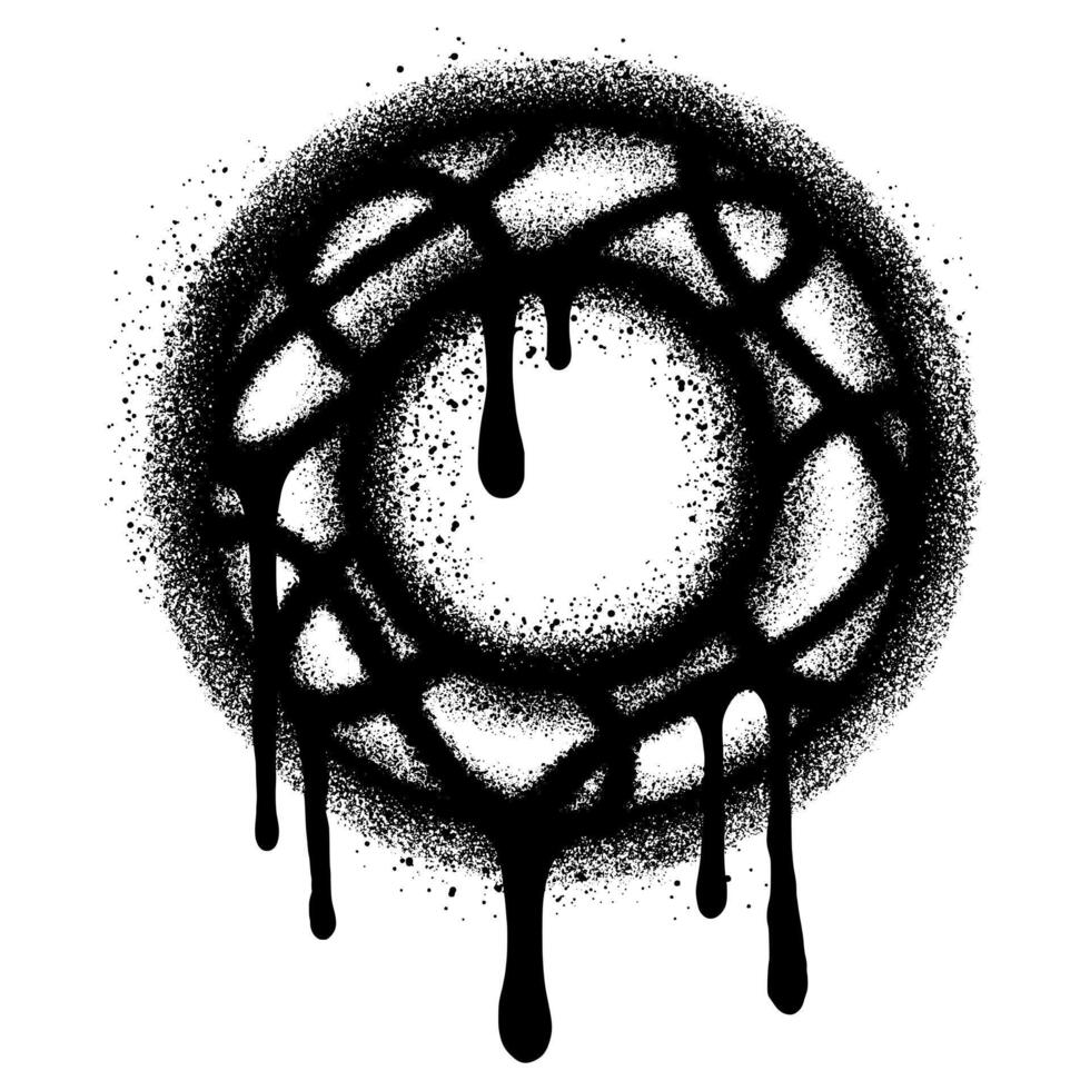 Donut logo in urban graffiti style with black spray paint. vector