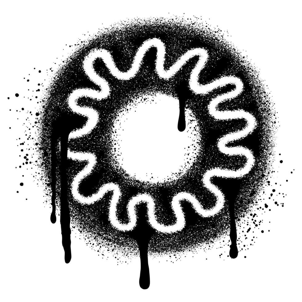 Donut logo in urban graffiti style with black spray paint. vector