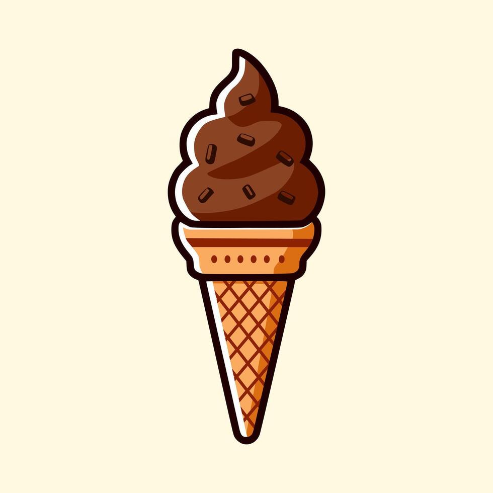 Illustration of Chocolate Ice Cream in Cartoon Style vector