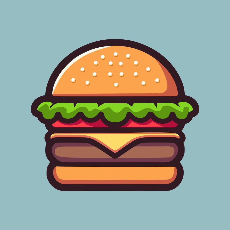 Burger Icon Illustration In Cartoon Style vector
