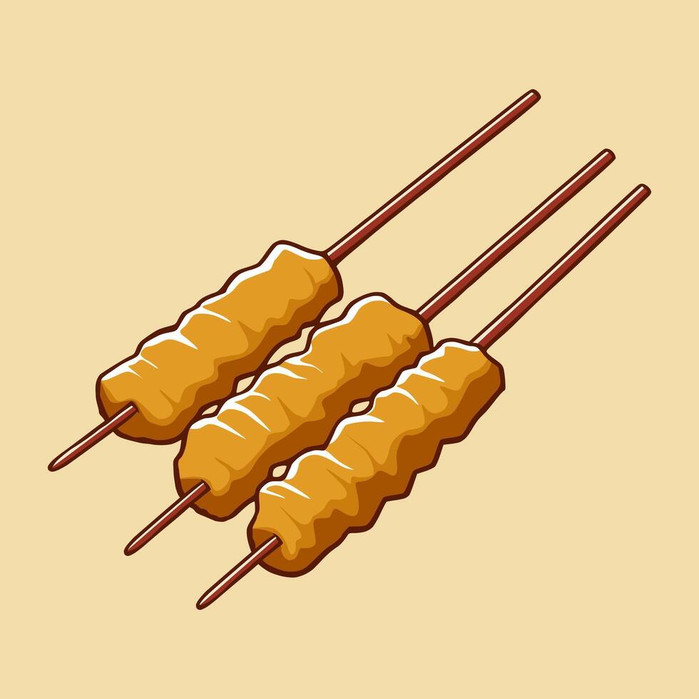 Illustration of 3 skewers in Cartoon Style vector