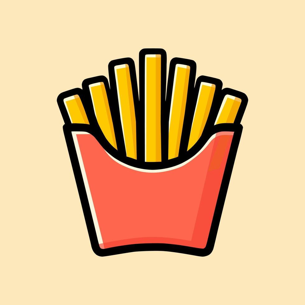 Cartoon Illustration of Food Icons with French Fries Objects vector