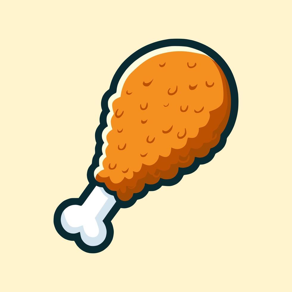 Illustration of Fried Chicken in Cartoon Style vector