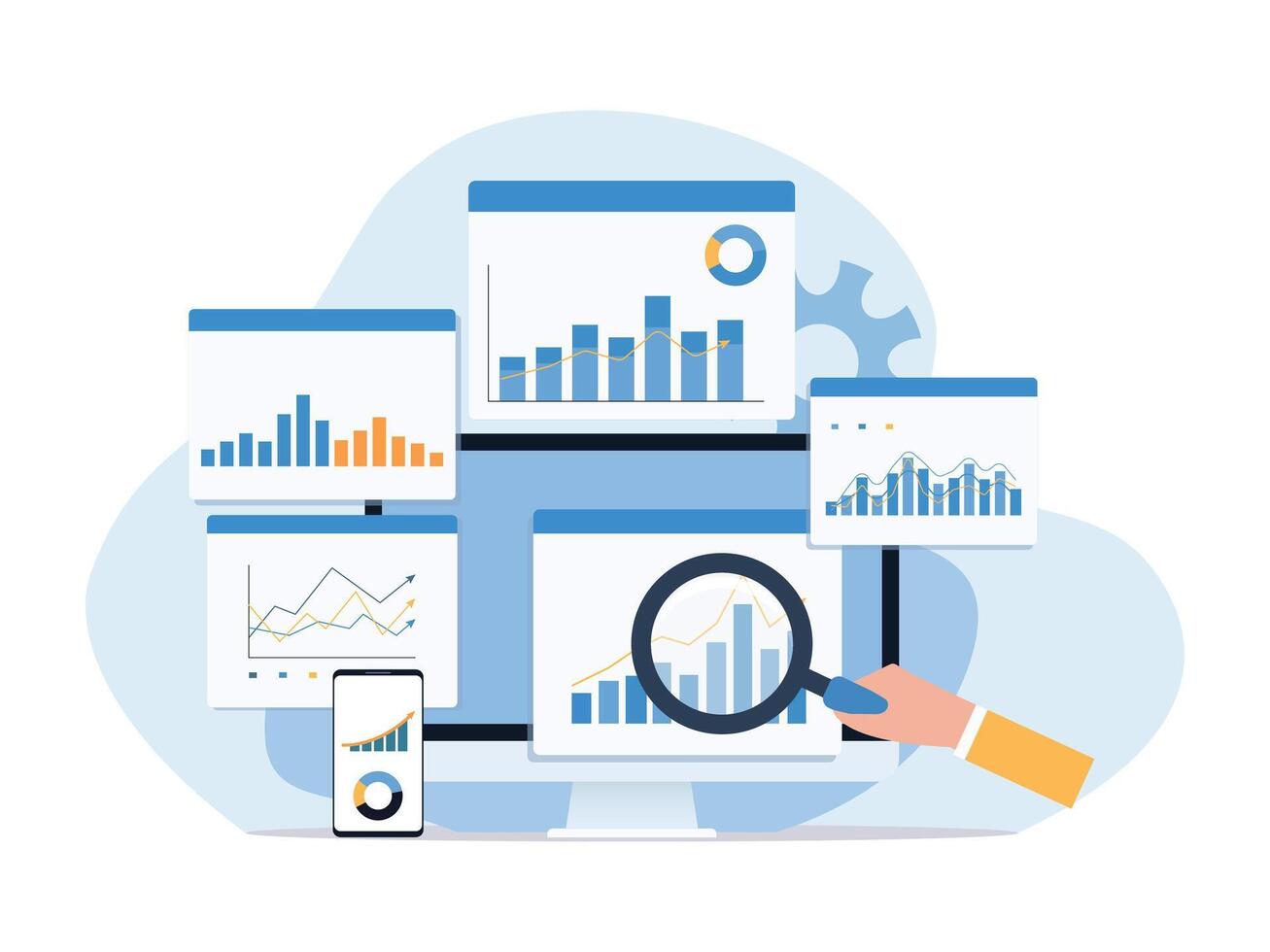 Business Data Analytics And Monitoring Dashboard vector