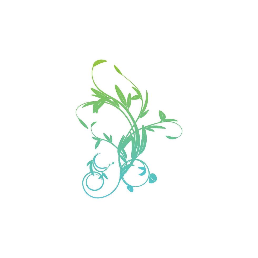 floral pattern design with gradient green and blue color vector