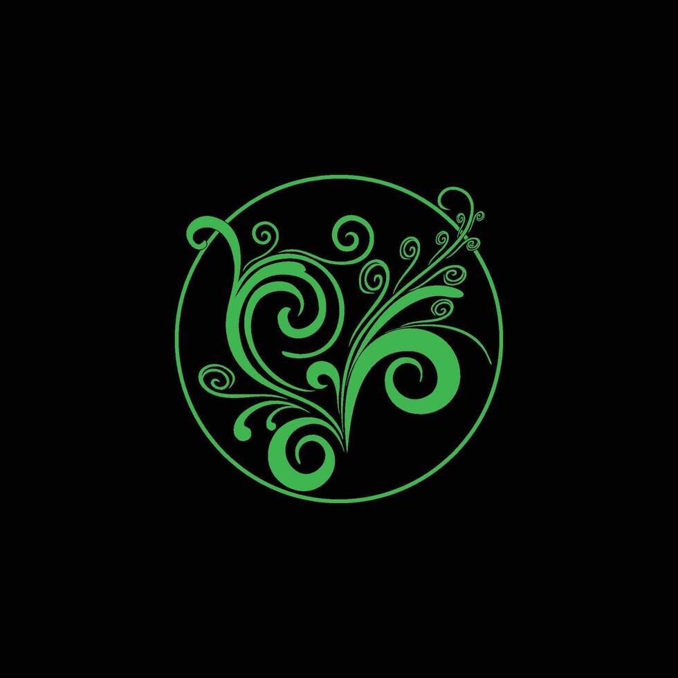 engraving pattern design with green color vector