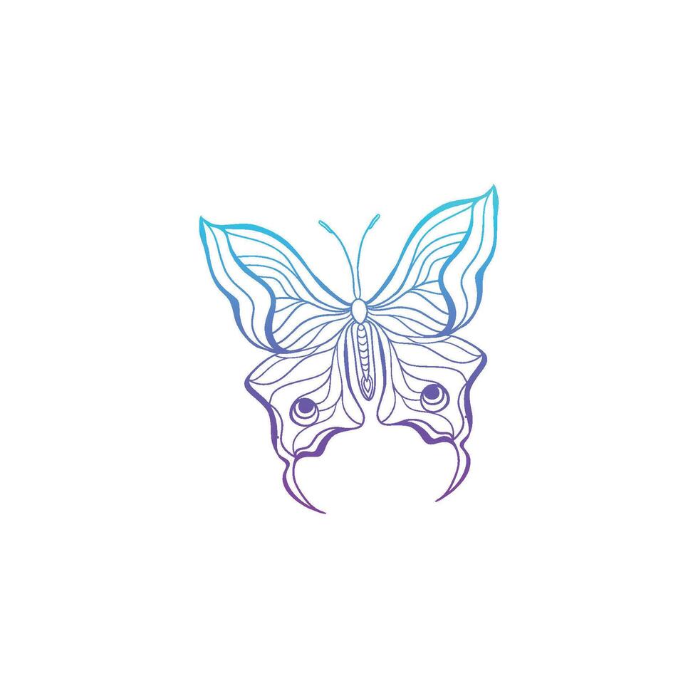 Butterfly carving pattern design with color gradations vector