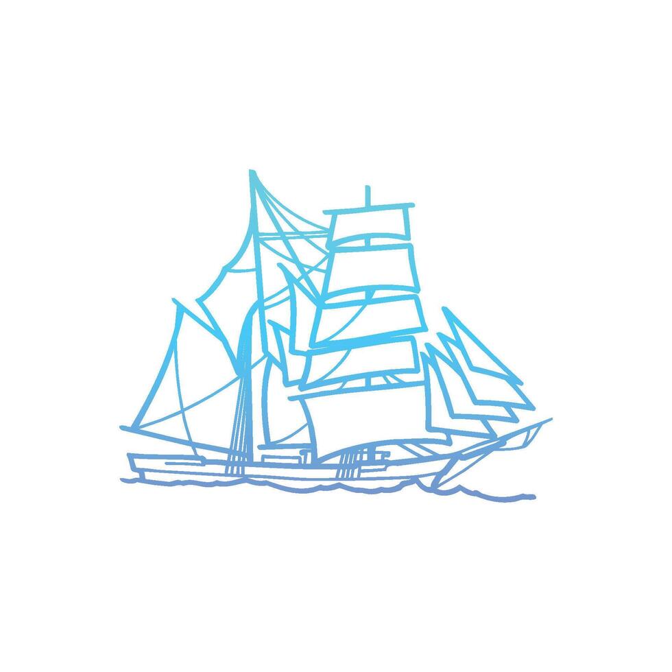 ancient sailing ship simple logo design vector