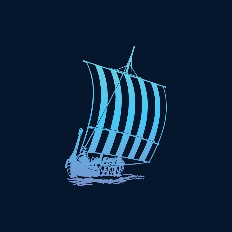 pirate ship logo design vector