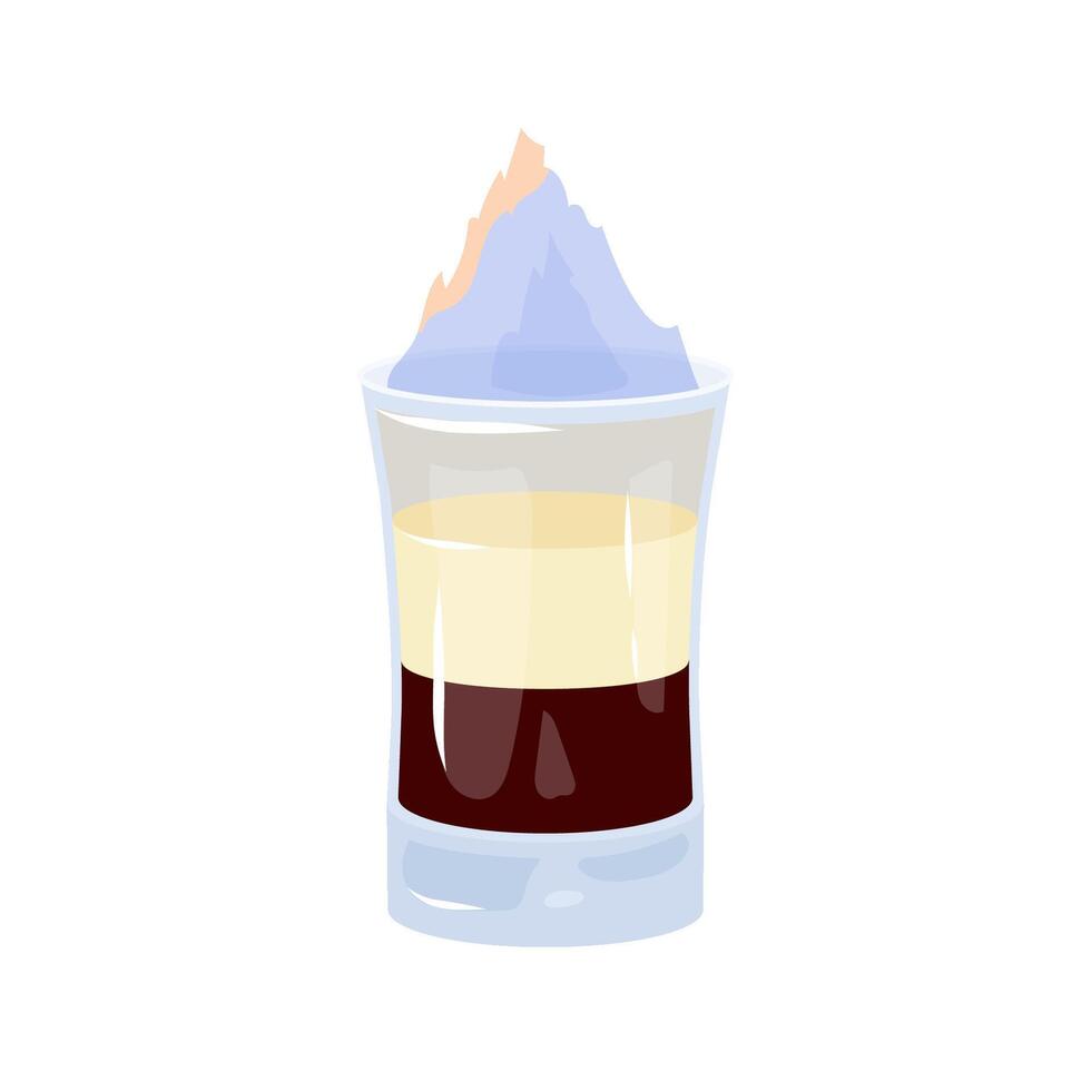 B52 shot cocktail served In the glass at bar with Kahlua, Baileys, Cointreau. illustration isolated on a white background. vector