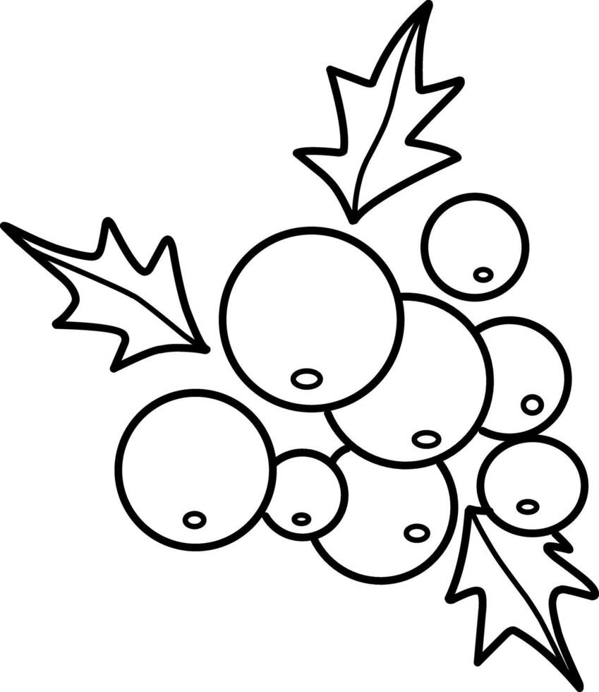Berries and leaves illustration. Hand drawn doodles illustration.Line art. Icon vector