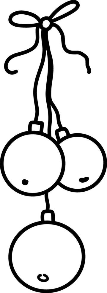 Toy garland balls illustration. Hand drawn doodles illustration.Line art. Icon vector