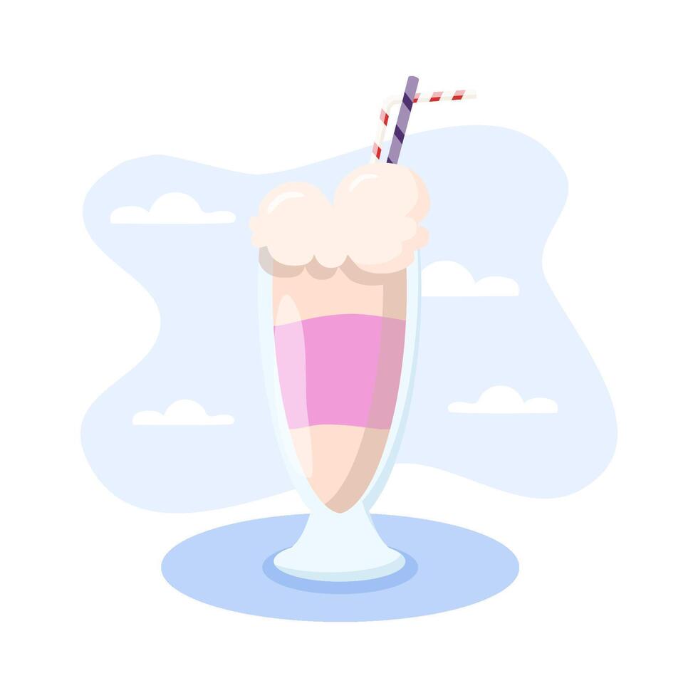 Delicious milkshake is waiting on a blue background vector