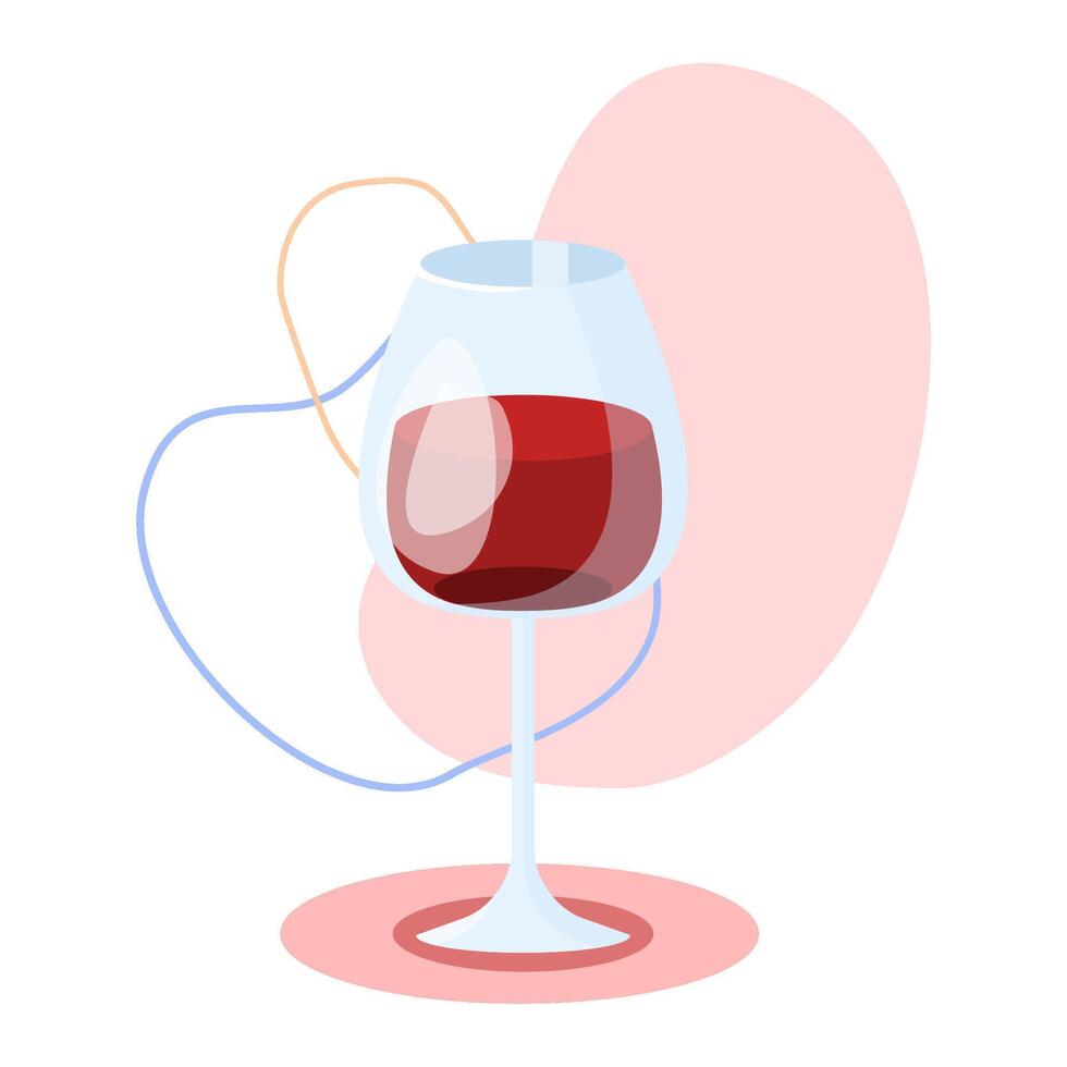 Wine glass standing with red wine on abstract background vector
