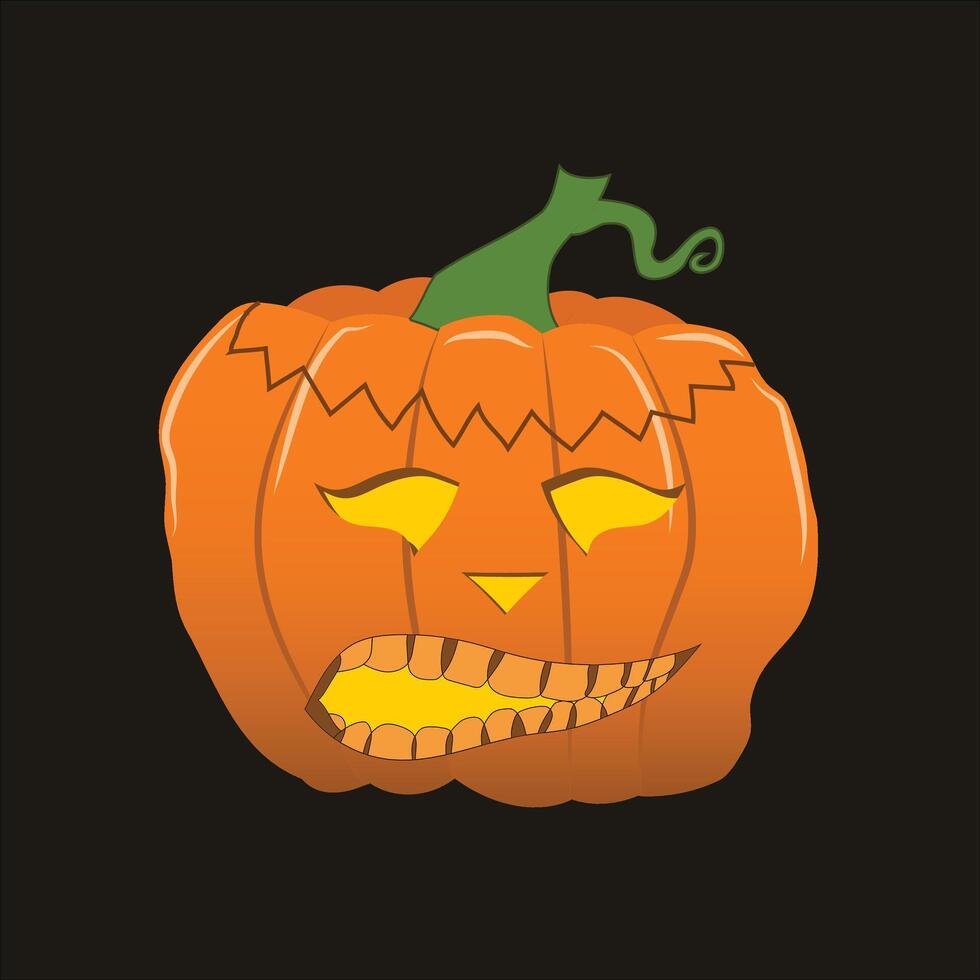 Halloween Scary curved Pumpkin Face vector