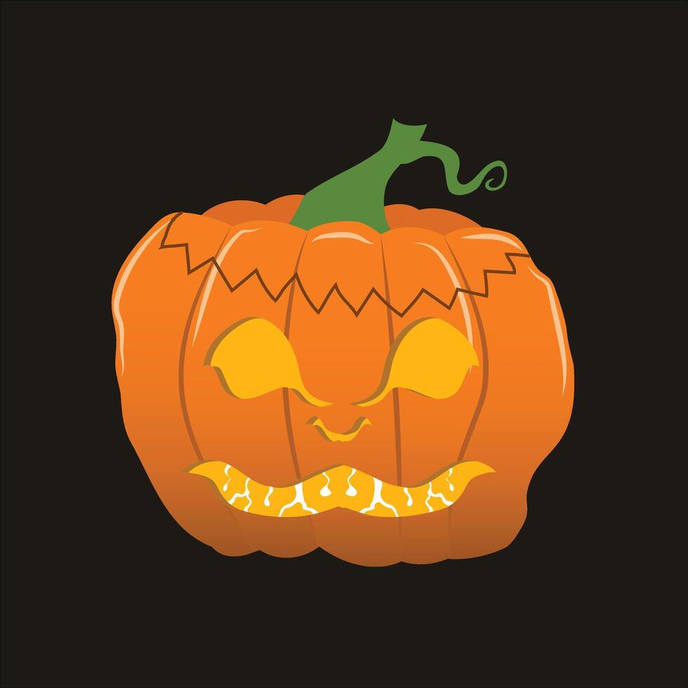 Halloween Scary curved Pumpkin Face vector