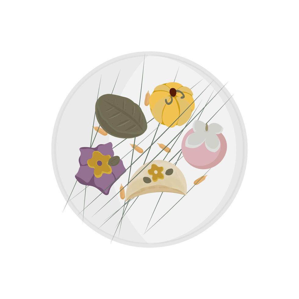 Illustration logo Clip art Top View Songpyeon Traditional korean Chuseok cake vector