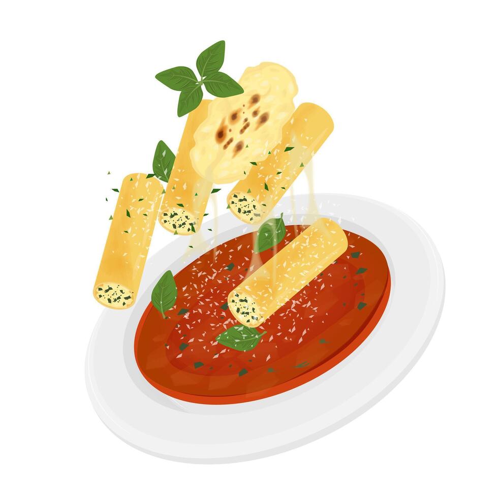 Illustration logo Clip art levitation Cannelloni ricotta vector