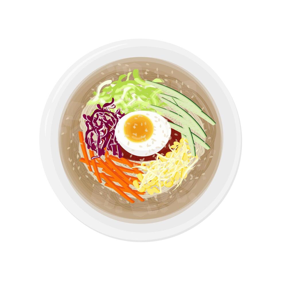 Illustration logo Clip art top View jjolmyeon on a bowl vector
