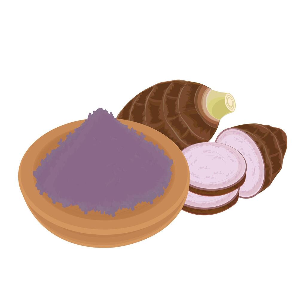 Illustration logo clip art taro powder and taro root vector