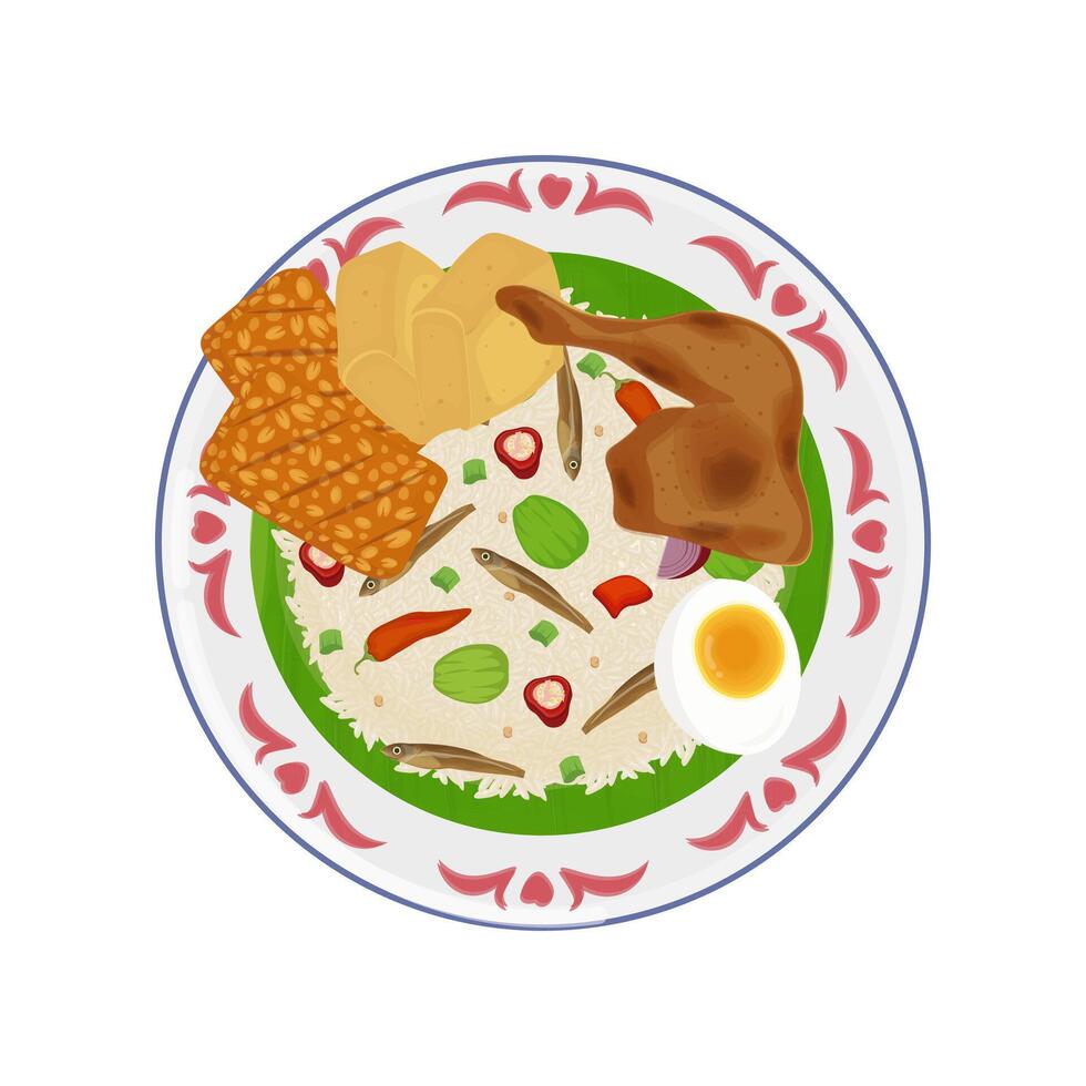 Illustration logo Clip art Top View Nasi Liwet Sunda vector