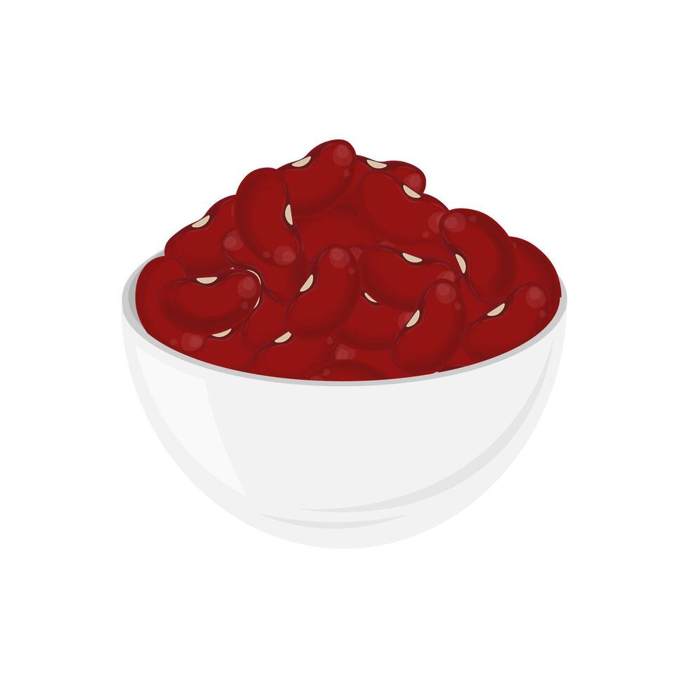Illustration logo Clip art Red beans or kidney beans on a bowl vector