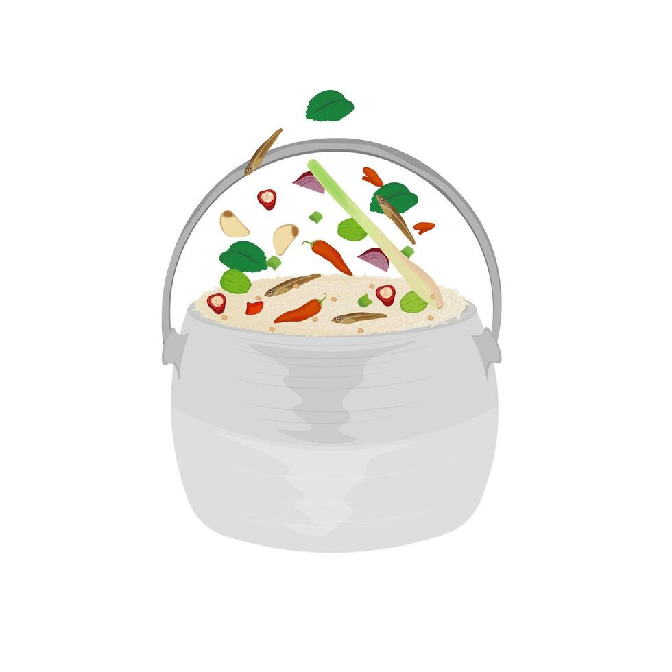 Illustration logo Clip art levitation indonesian food Nasi Liwet Sunda vector