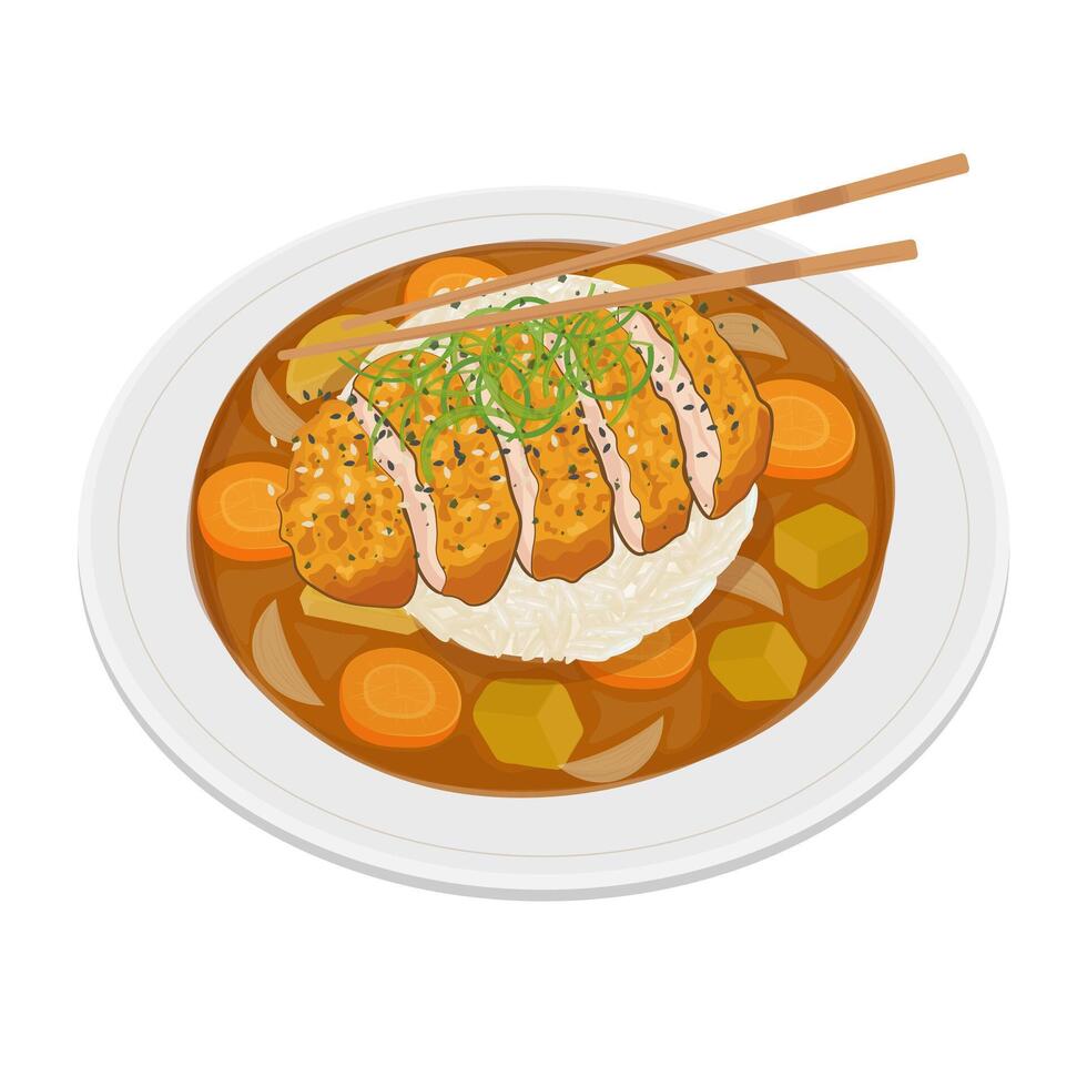 Illustration logo Clip art Ready to eat Chicken Katsu Curry vector