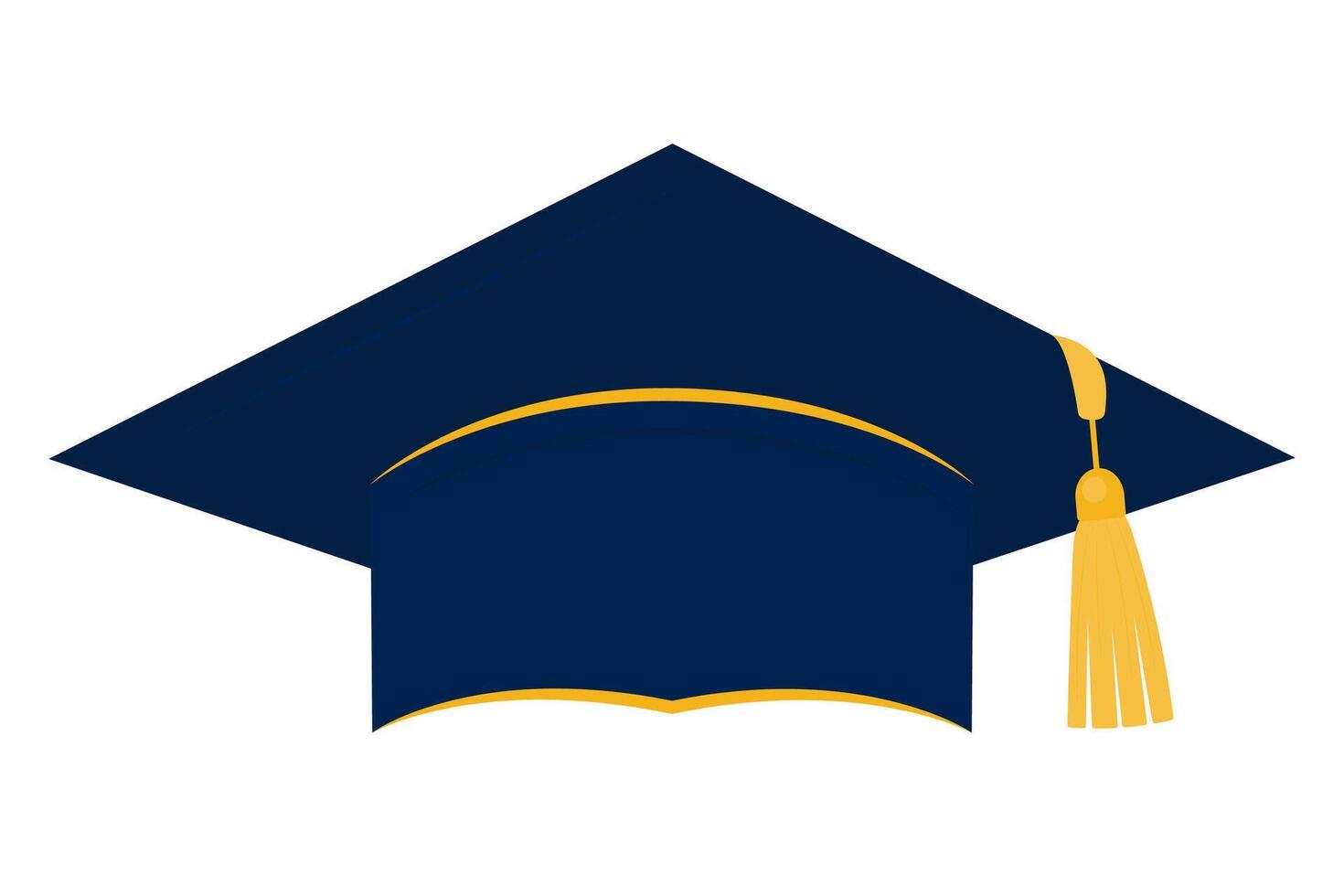 Blue graduation cap in flat style. Element for design isolated on white background. vector