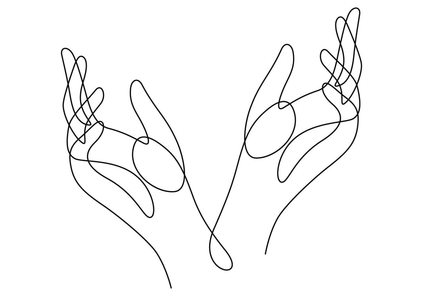 caring hands one line drawing continuous minimalist vector