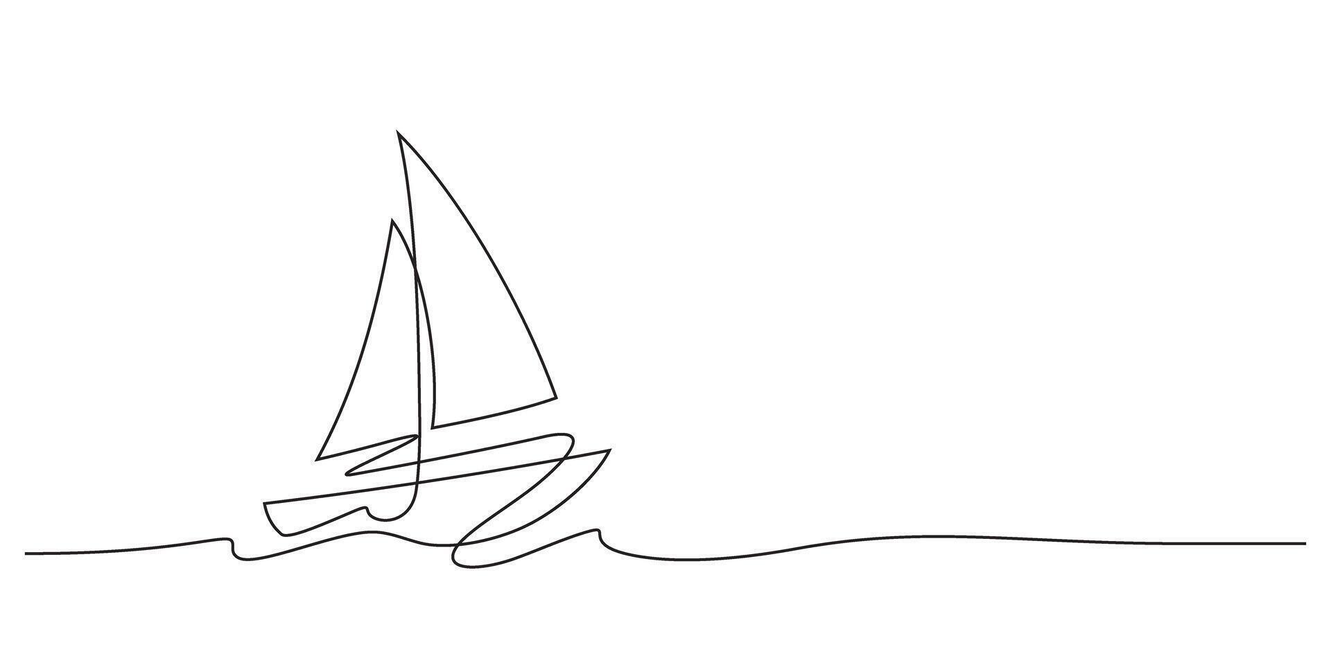sailboat continuous line drawing minimalist vector