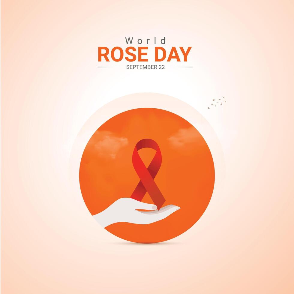 World Rose Day creative ads design. Rose, ribbon and Rose symbol isolated on Template for background. Rose Poster, , 3d, illustration, Sep 22. Important day, Holiday concept. vector