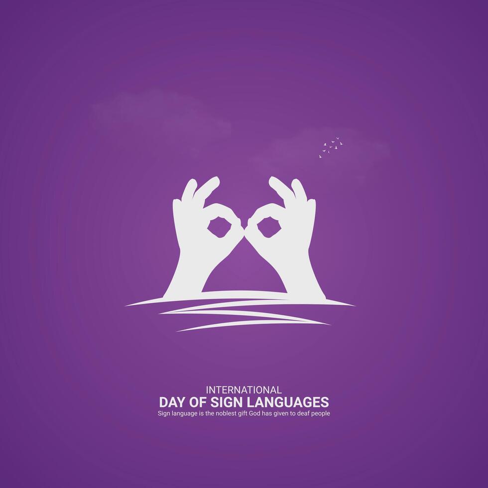 International Day of Sign Languages creative. finger and world map isolated on Poster for background. Sign Languages poster ads, , 3d, illustration, Sep 23. Important day, Holiday concept. vector