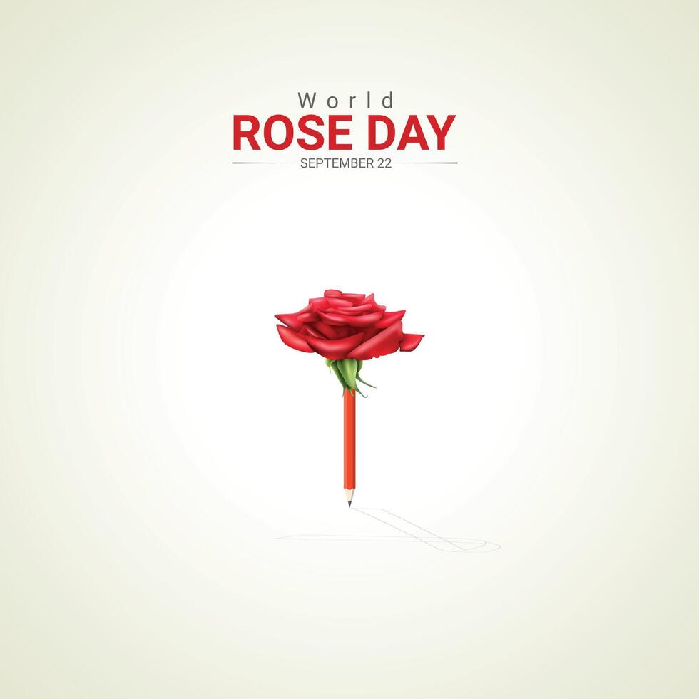 World Rose Day creative ads design. Rose, ribbon and Rose symbol isolated on Template for background. Rose Poster, , 3d, illustration, Sep 22. Important day, Holiday concept. vector