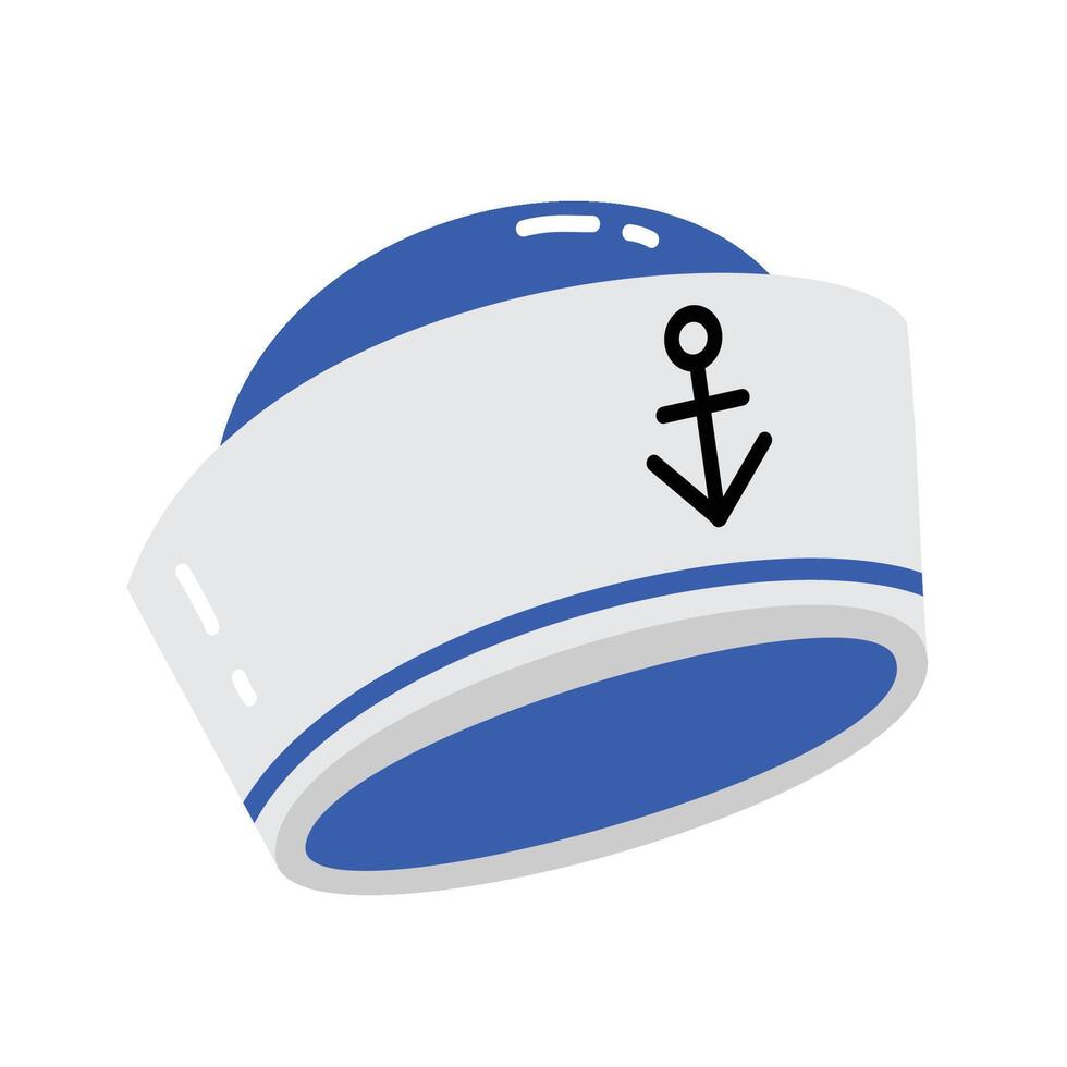 Nautical symbols and marine icons sailor hat vector