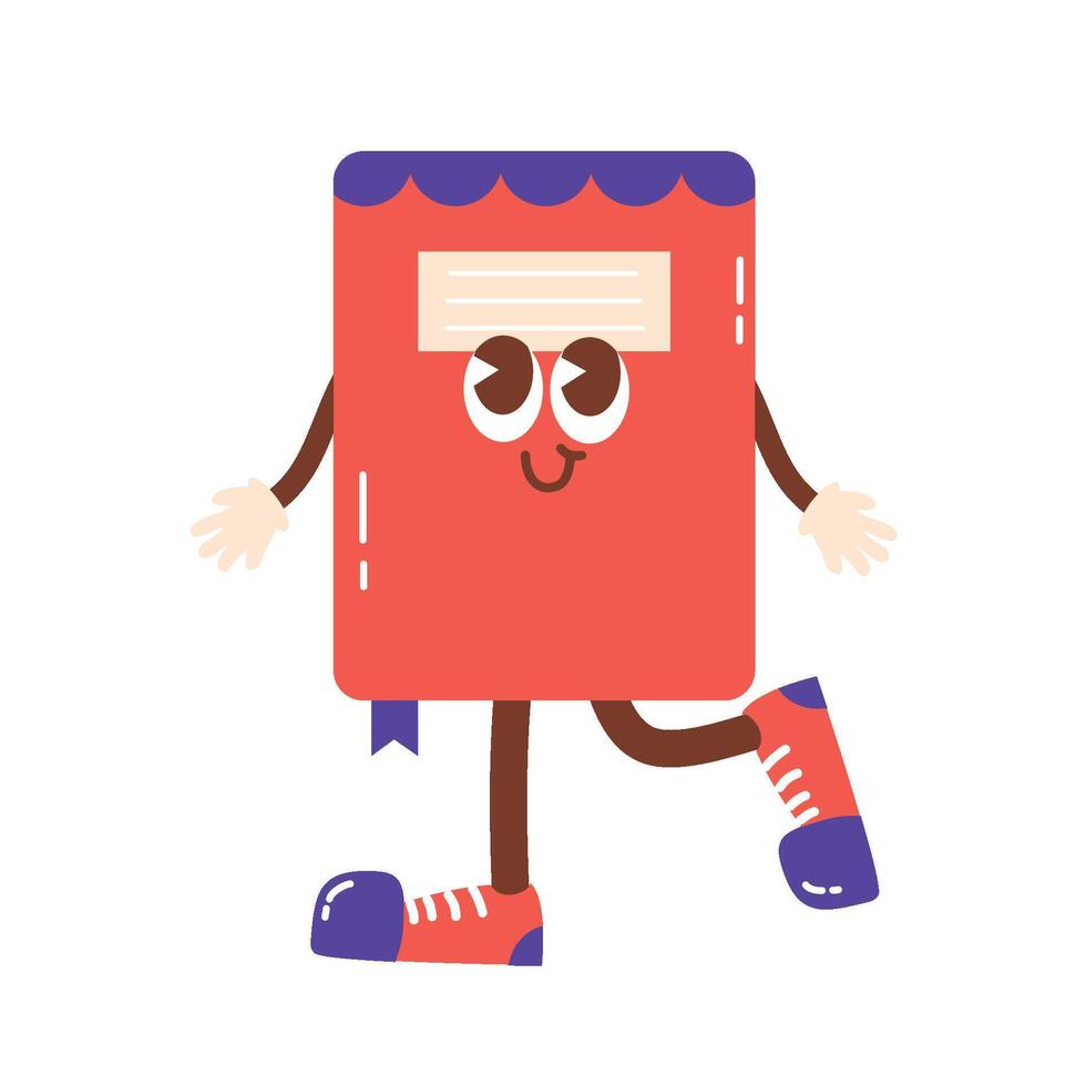 Retro Back to School Groovy Set book vector