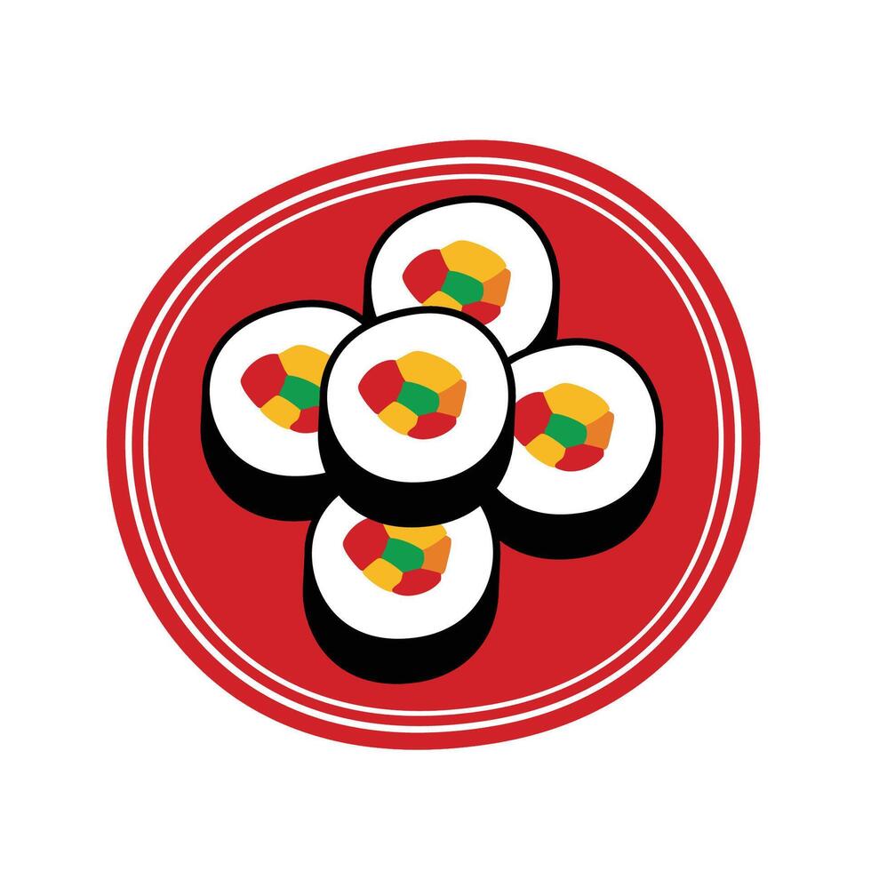 Korean Food Set kimbab vector