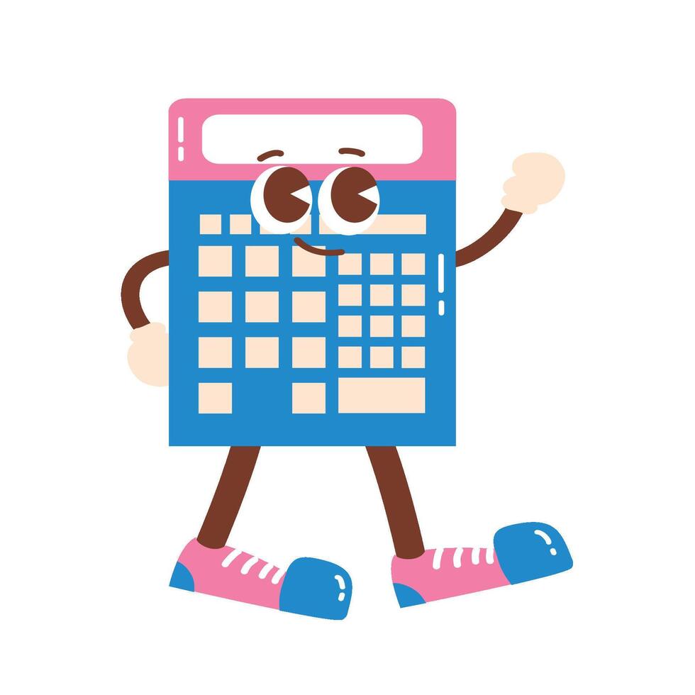 Retro Back to School Groovy Set calculator vector