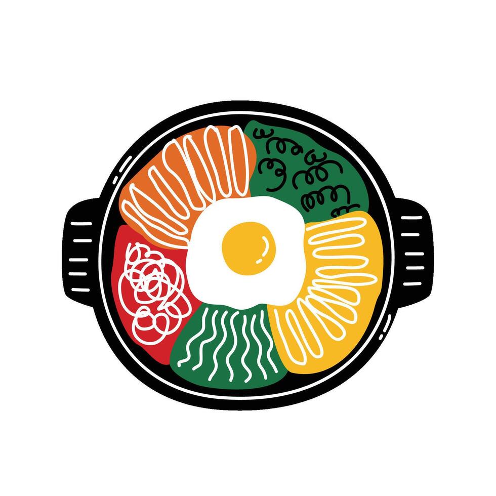 Korean Food Set bibimbab vector