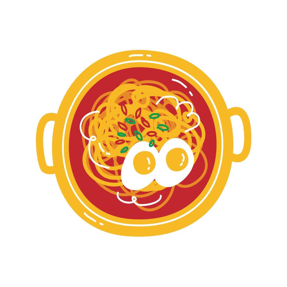 Korean Food Set ramyeon vector
