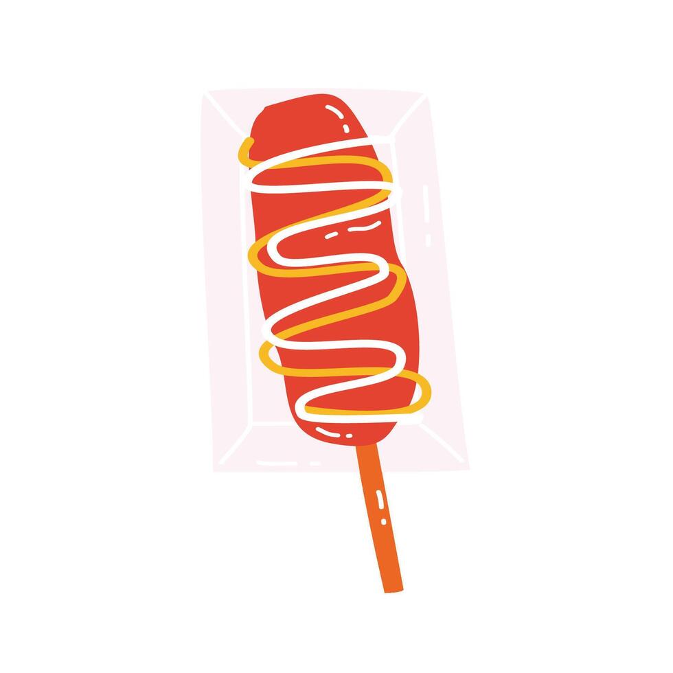 Korean Food Set corndog vector