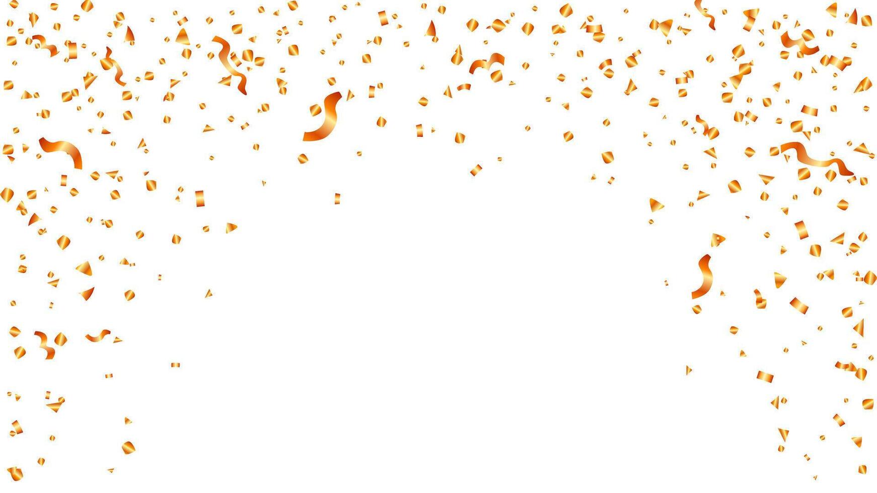 Orange and gold gradient falling confetti frame background party surprise vector