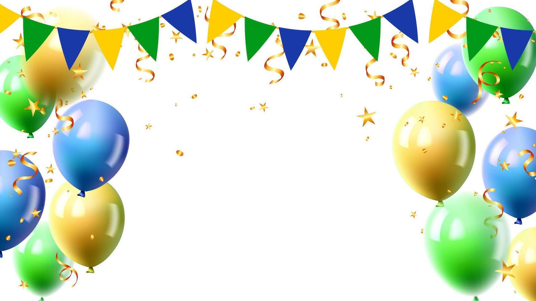 holiday party fun festival of Brazil color concept with balloon and triangle pennants chain vector