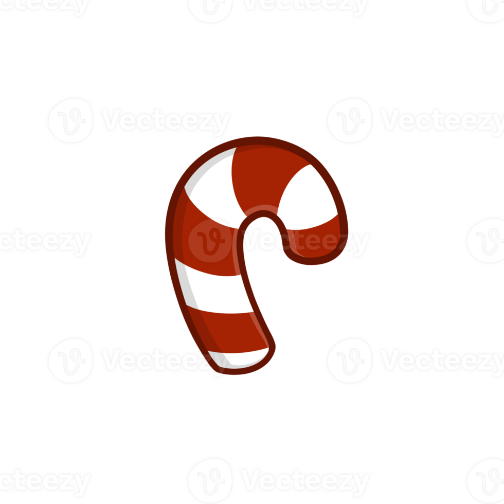Christmas red candy cane illustration icon with a simple and modern design png