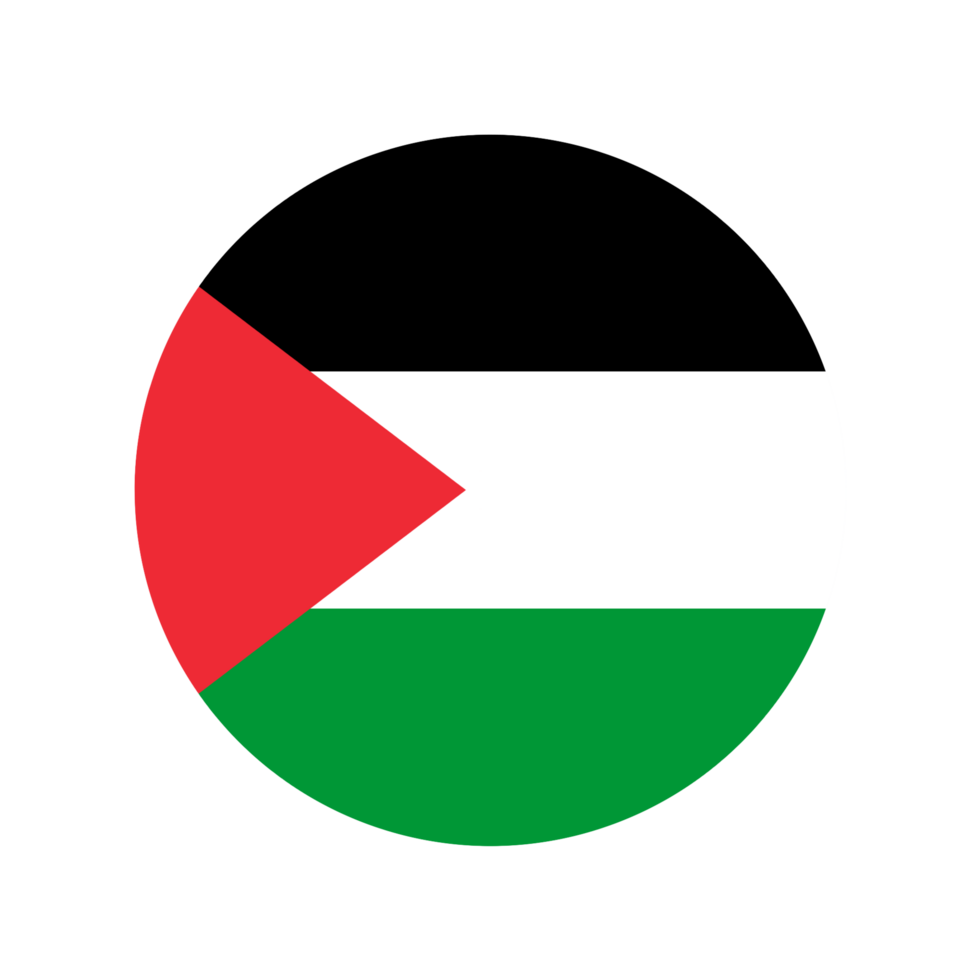 Palestine flag round button with simple and modern design. Country round flag png